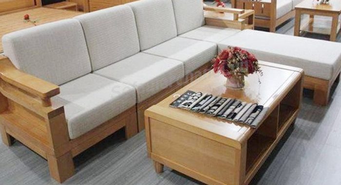 Kích thước ghế sofa gỗ chữ L cho phòng khách là bao nhiêu?